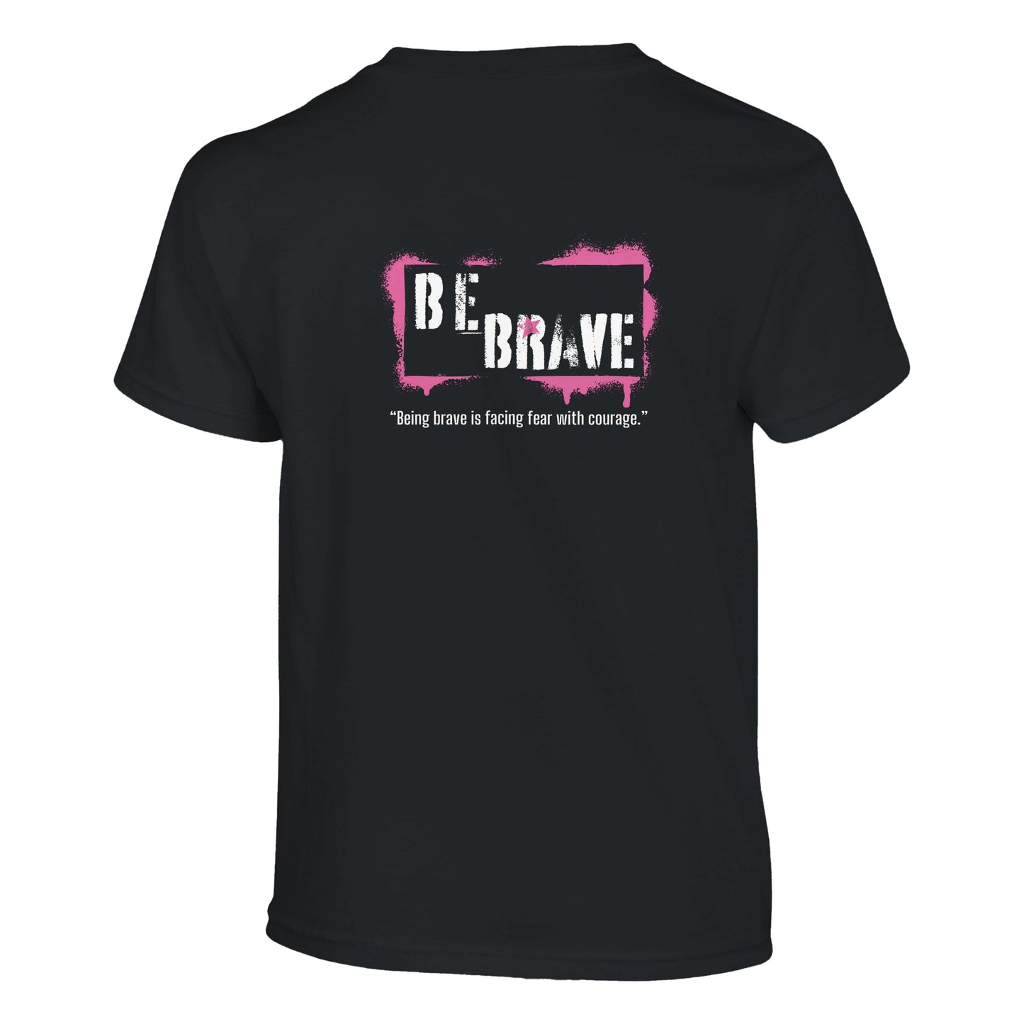 Be Brave Girls Crewneck T-shirt - Black With Pink Be Brave Design