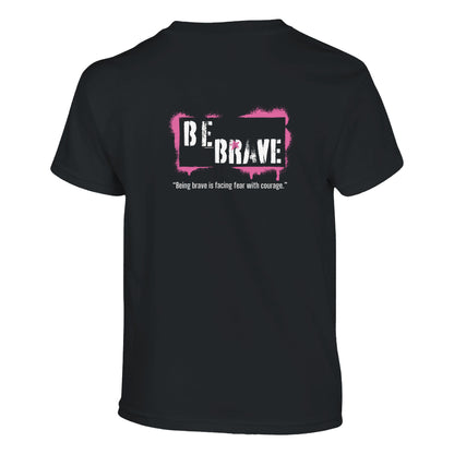 Be Brave Girls Crewneck T-shirt - Black With Pink Be Brave Design