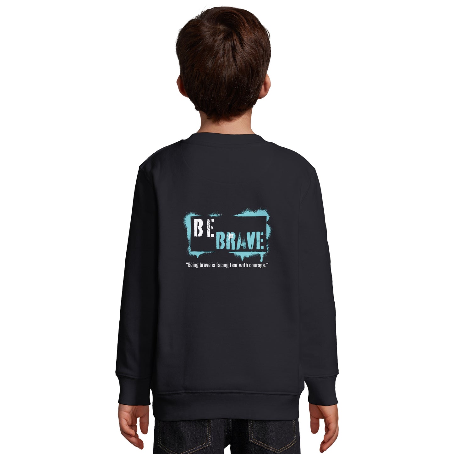 Be Brave Boys Sweatshirt - Black With Light Blue Be Brave Design